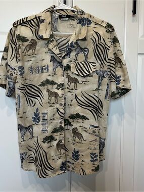 VTG 90’s Tapestry jungle safari shirt,women’s XL,shoulder pads,zebra,cheetah